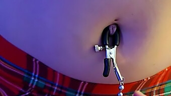 Schoolgirl'S Outie Belly Button Clamped And Teased